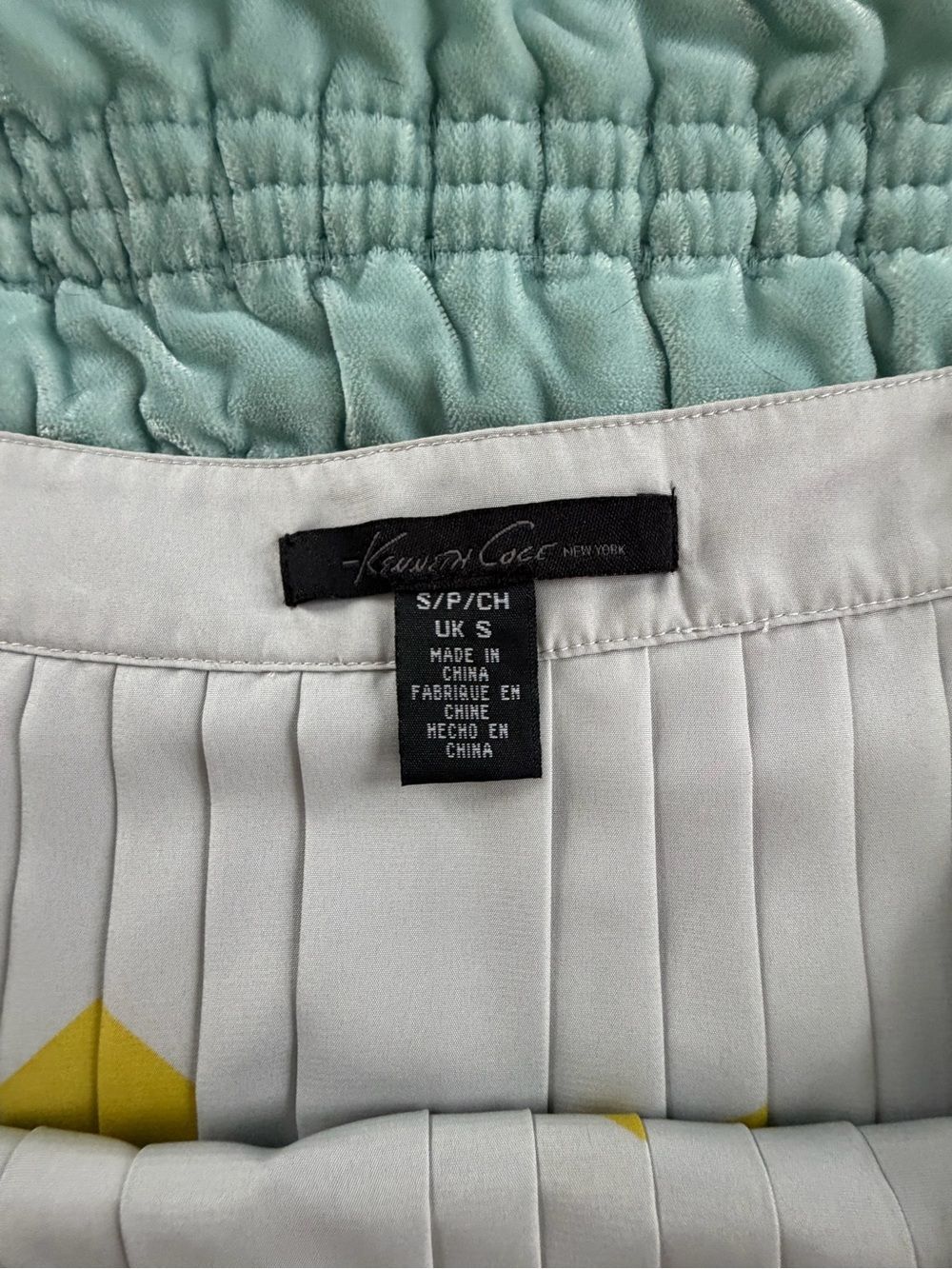 Kenneth Cole New York White, Yellow, Burgundy & Navy Pleated Chevron Skirt-Small - Picture 3 of 7